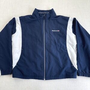Vintage Reebok Classic Track Jacket Windbreaker‎ Navy White Full Zip Mens L